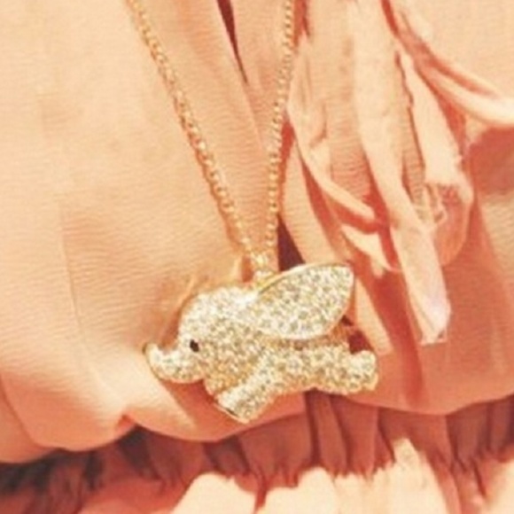 Cute Gold Baby Elephant Pendant - Picture 2 of 8